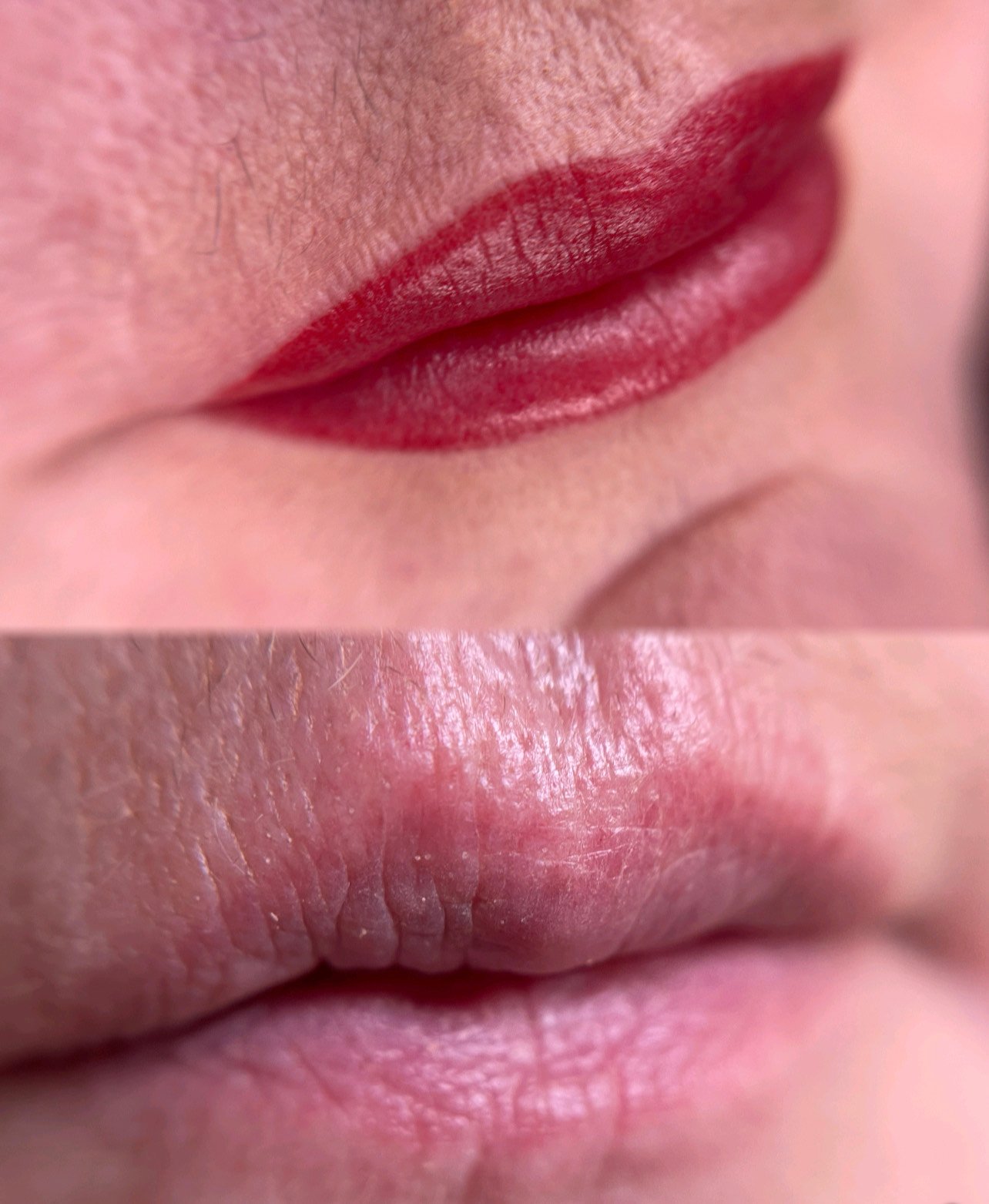 Lip blush before and after
